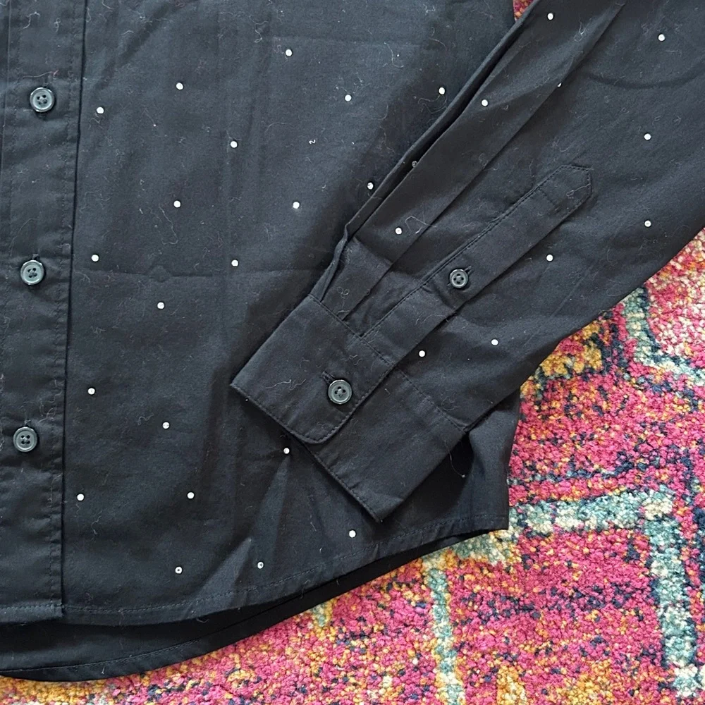 NWT J. Crew | Women’s Black Long Sleeve Button Down Rhinestone Shirt Size XXS